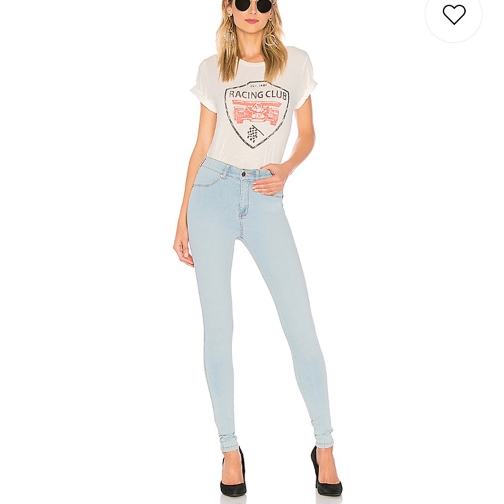 High waist light denim leggings